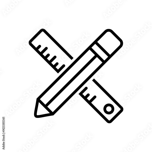 Pencil and ruler icons for educational apps and websites