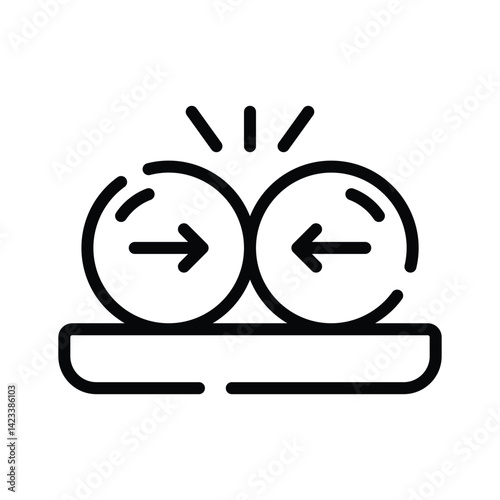 A handy line style icon showing collision balls