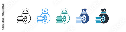 Money Icon In Different Style Vector