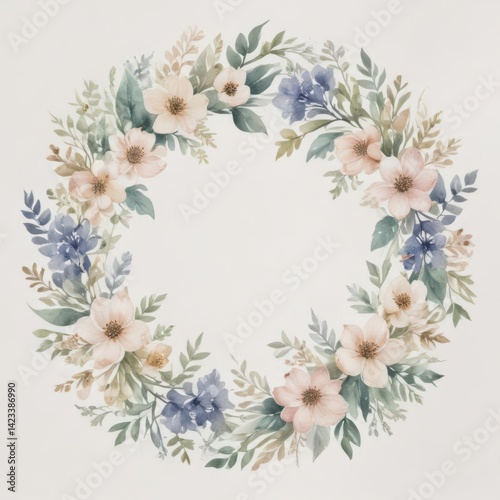 Wallpaper Mural wreath of flowers, christmas wreath on white background, christmas wreath on white Torontodigital.ca