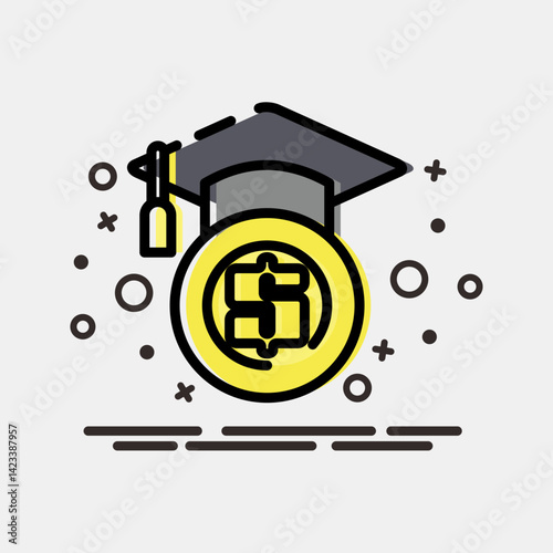 Icon financial literacy. Cashless society elements. Icon in MBE style.