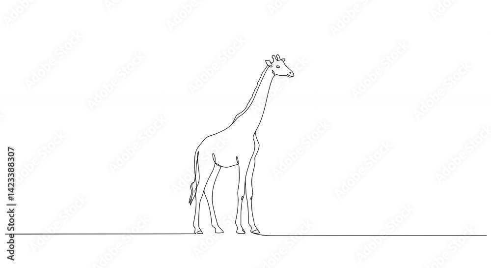 Fototapeta premium Elegant giraffe line art illustration minimalist single line drawing wildlife animal graphic design