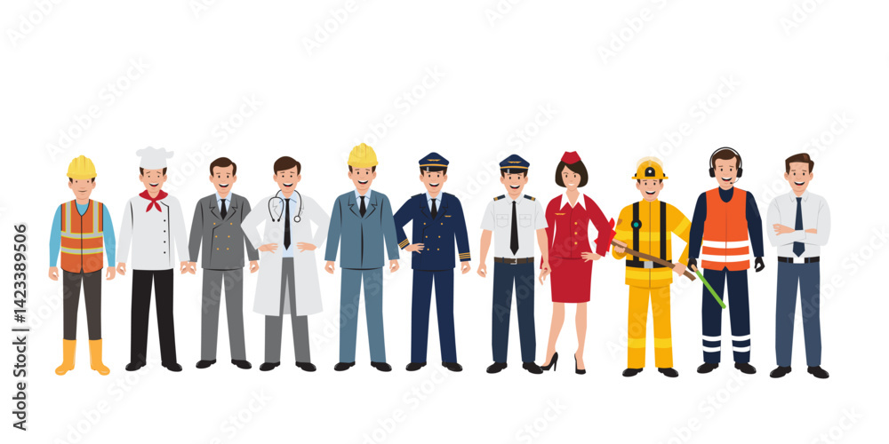 Set of professional worker with different character, people and jobs for Labor Day vector  illustration
