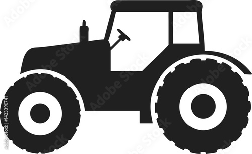 Silhouette of Farming Tractor
