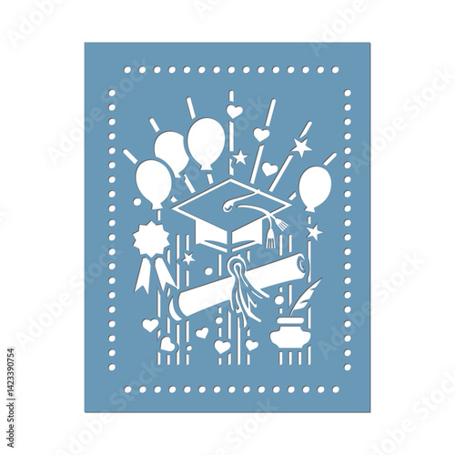 Vertical Graduation Postcard with cut out design. 