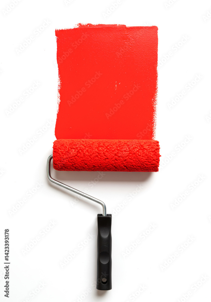 Obraz premium Paint roller in paint isolated on a white
