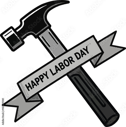 vector illustration of a hammer for labor day card design