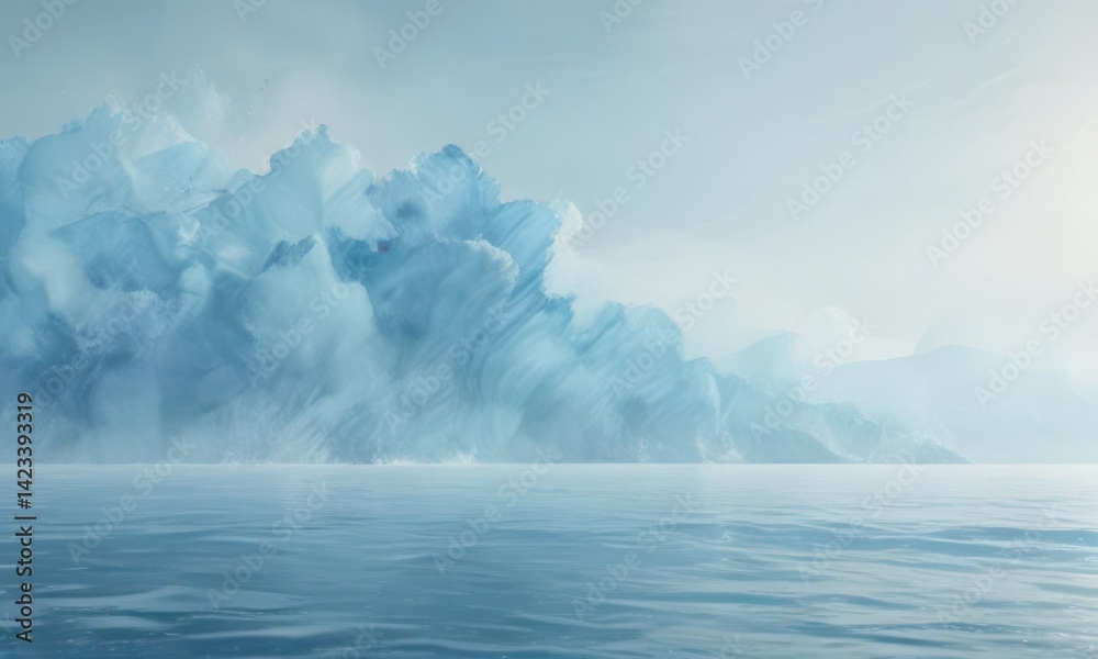 Naklejka premium Abstract light blue watercolor, calming ocean feel , paint, watercolor