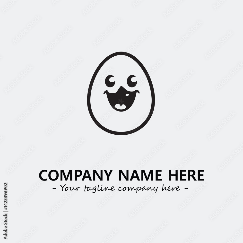 Fototapeta premium Egg cartoon illustration black and white for logo company vector image 