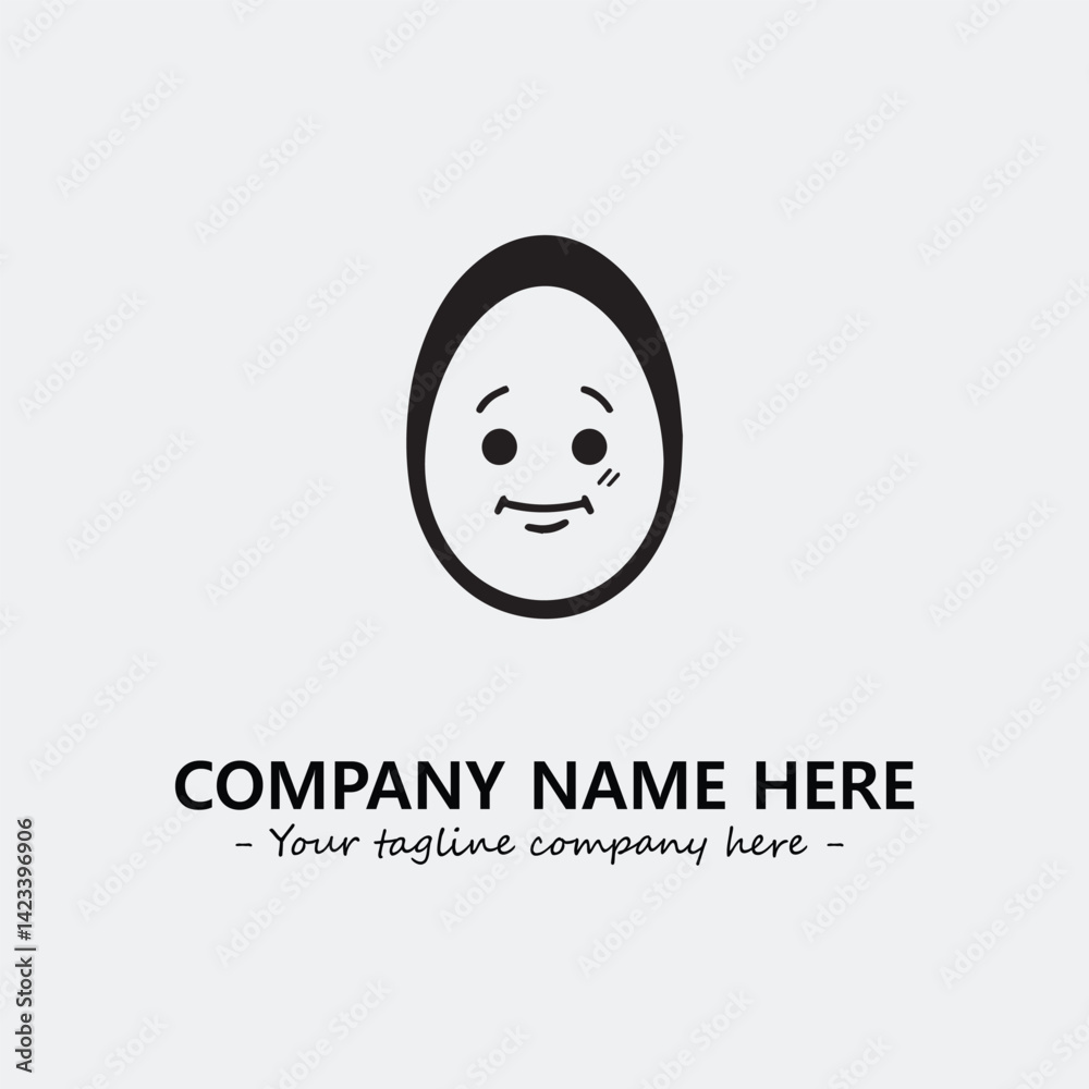 Fototapeta premium Egg cartoon illustration black and white for logo company vector image
