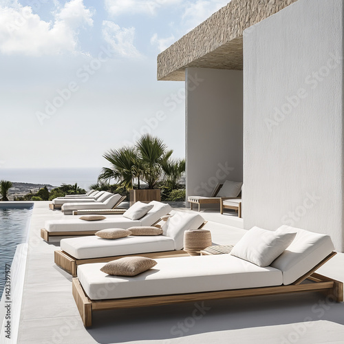 Elegant white outdoor hotel furniture designed for luxury, comfort, and high-end hospitality experiences.