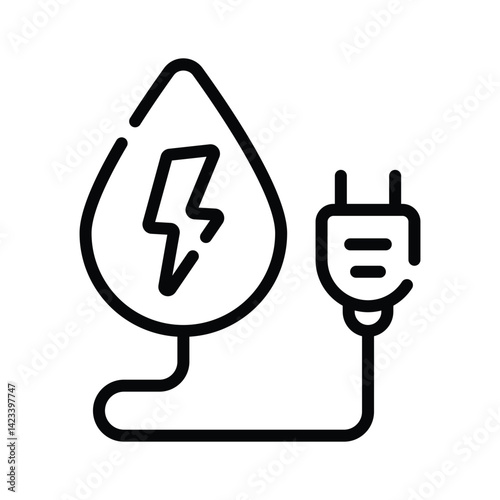 Check out handy line style icon of water energy experiment