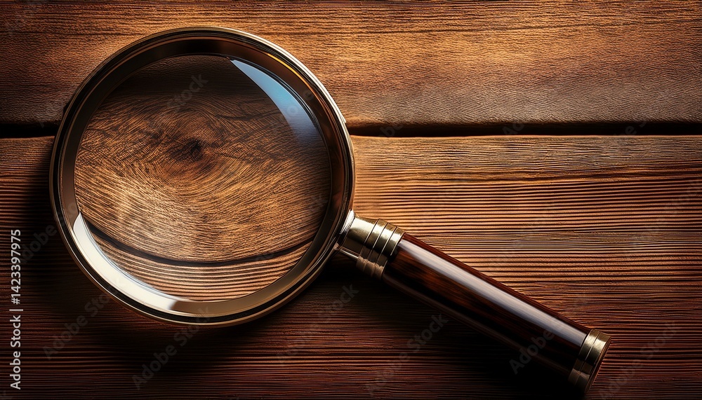 magnifying glass on wood background magnifying glass on wood background