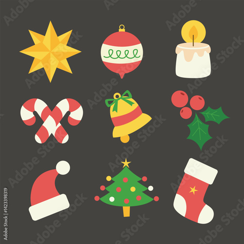 Christmas element Collection Set in isolated background