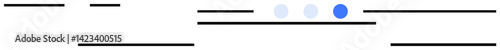 Horizontal lines emphasize motion beside three progress dots in various stages, marked with a blue dot. Ideal for technology, progress, motion, minimalism, modern design themes, UI, simple landing