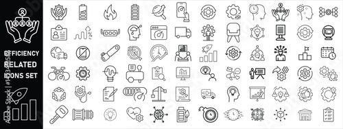 Set of efficiency related line icons. Productivity, optimization, improvement etc.