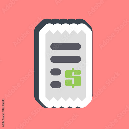Sticker receipt. Cashless society elements.