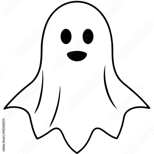 Cute ghost Halloween vector on white background
