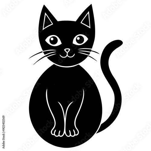 Black Cat Halloween Vector | AI Graphic Design File on White Background
