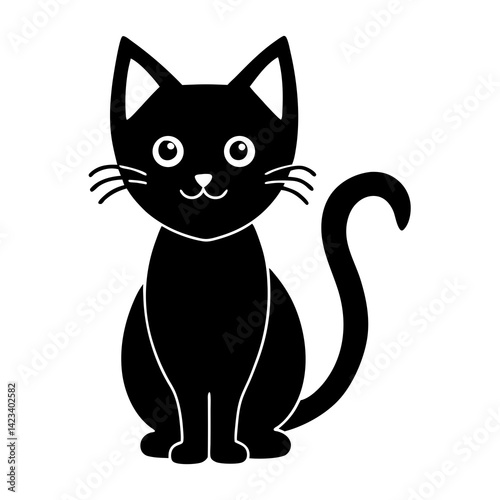 Black Cat Halloween Vector | AI Graphic Design File on White Background