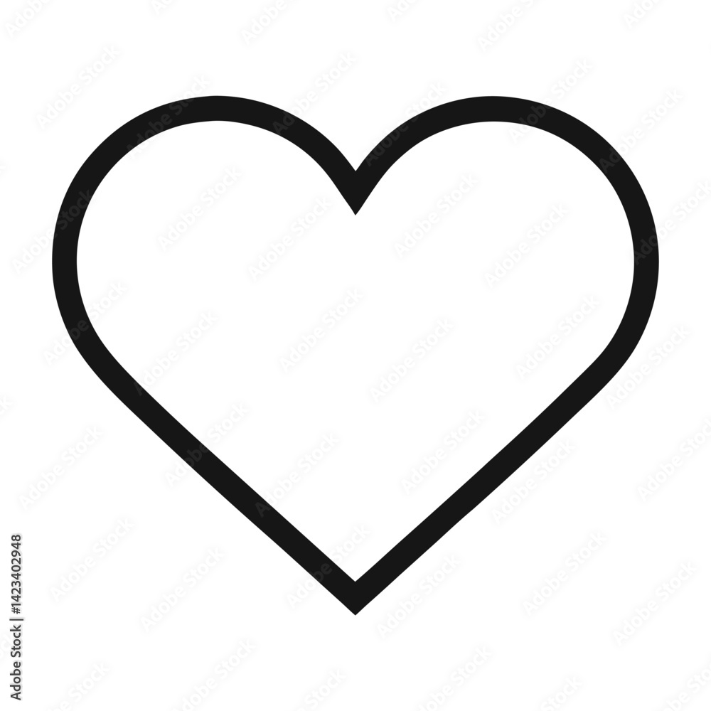 Simple Black Outline Heart Shape Icon Graphic Simple Black Outline Heart Shape Icon Graphic