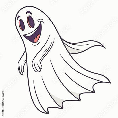 Cute ghost Halloween vector on white background