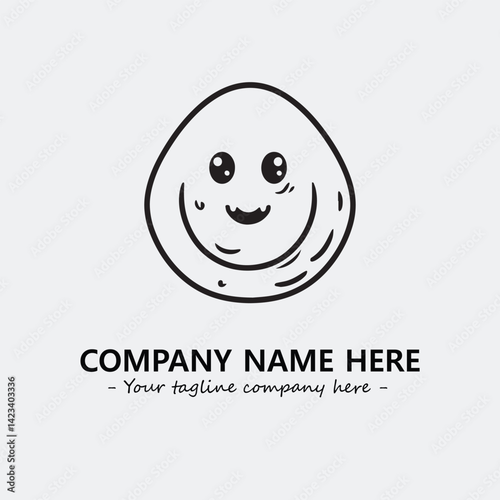 Fototapeta premium Egg cartoon illustration black and white for logo company vector image