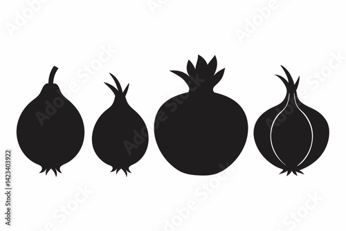 set of Onion silhouette vector illustration