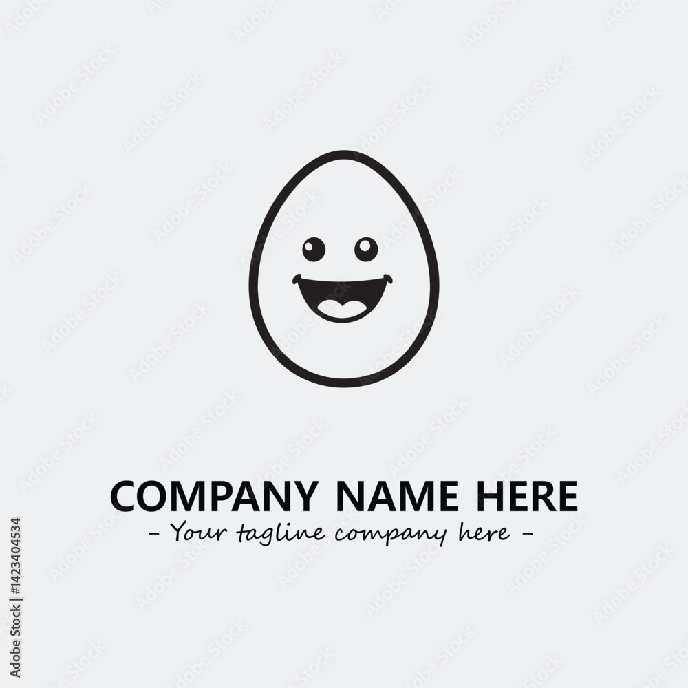 Fototapeta premium Egg cartoon illustration black and white for logo company vector image 