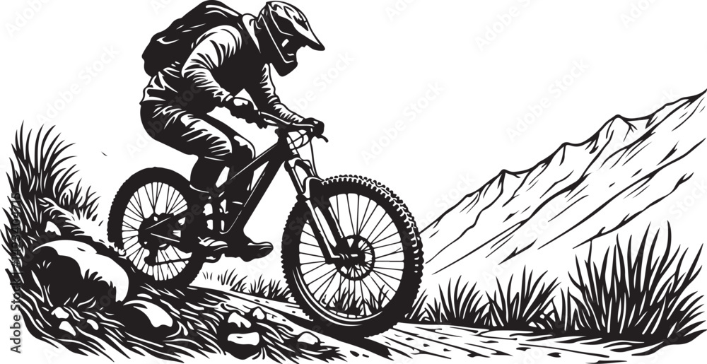 Obraz premium Ride the Wild – Moonlight Descent Through Majestic Pines and Mountain Silence