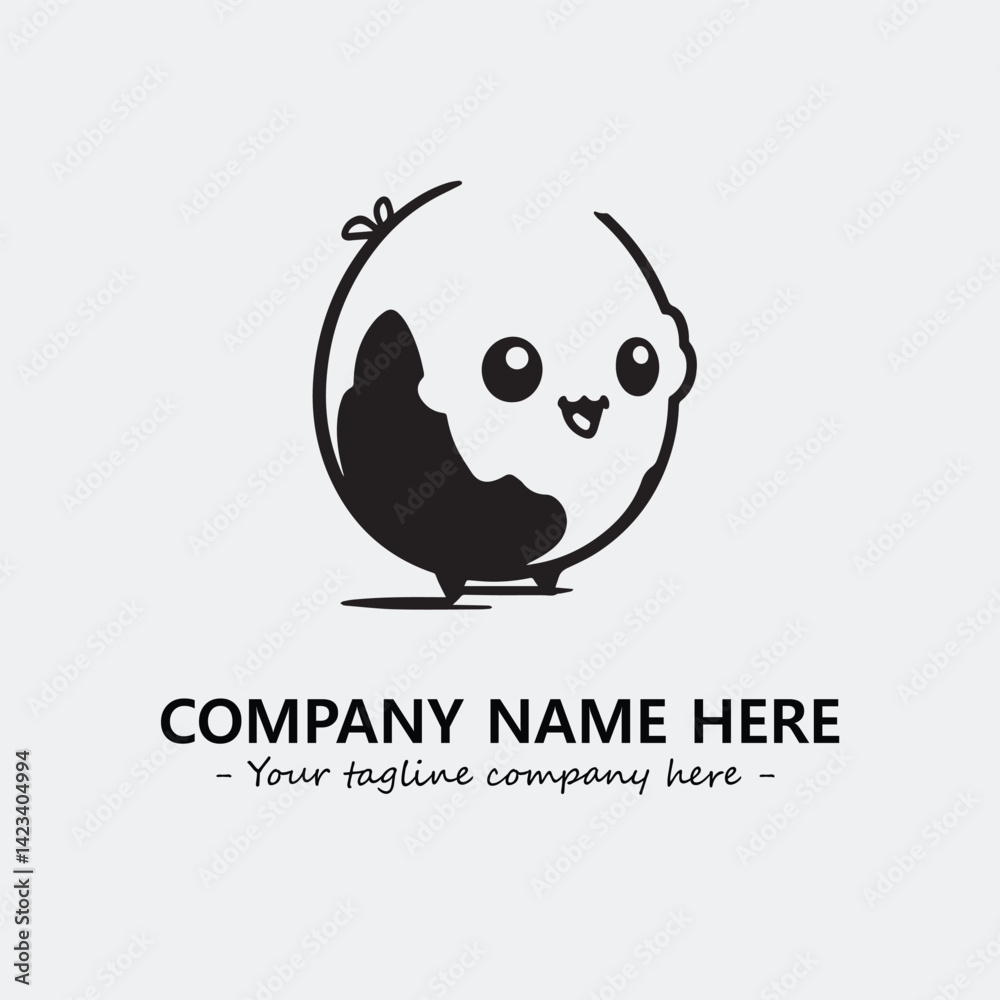Naklejka premium Egg cartoon illustration black and white for logo company vector image
