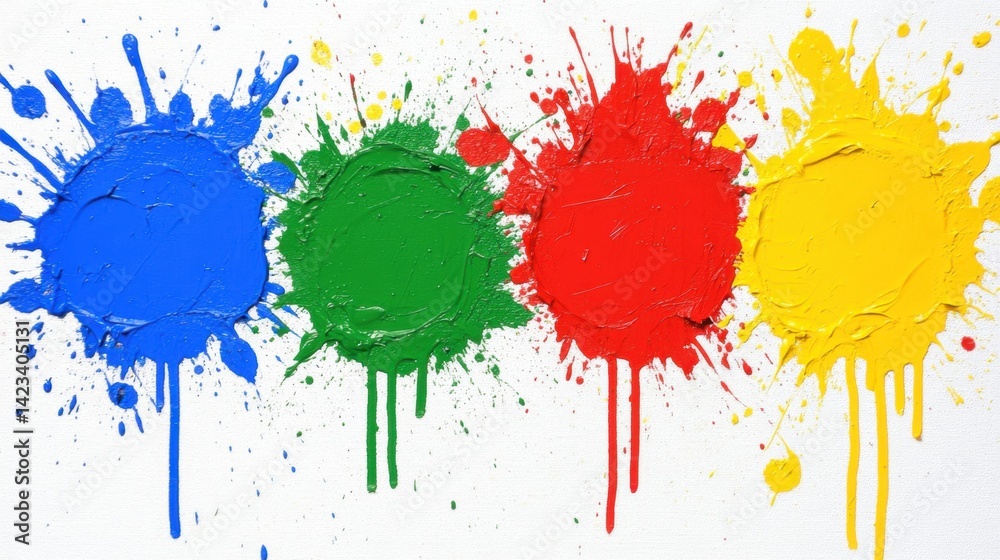 Fototapeta premium Rainbow paint spilled on white background displaying a colorful array of paint strokes and abstract art elements