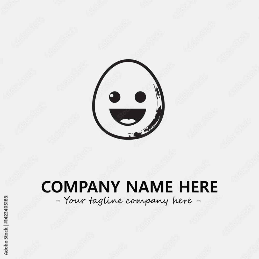 Fototapeta premium Egg cartoon illustration black and white for logo company vector image 