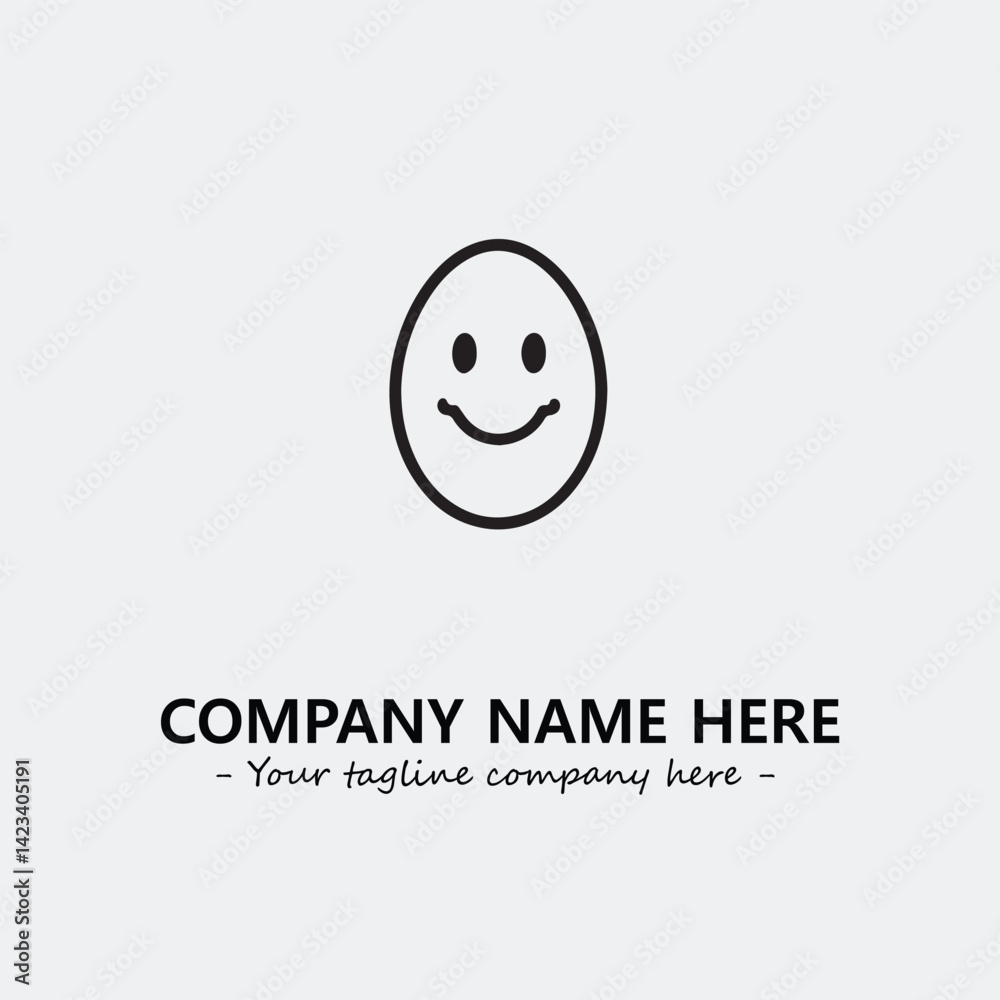 Fototapeta premium Egg cartoon illustration black and white for logo company vector image