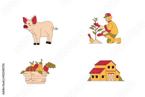 Farmer Illustration Set Collection