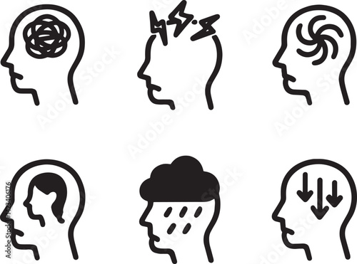 Set of stress and depression icon