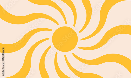 Retro sunburst vector background. Groovy sunshine explosion in simple abstract style. Ideal for summer banners, flyers, and social media design