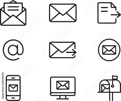 Set of mail and email icon