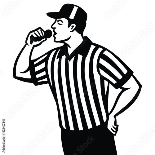 Referee Blowing Whistle During Game