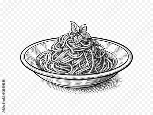Classic Italian Spaghetti on Plate Vector Illustration
