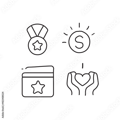 vector illustration of Benefits elements in one line style