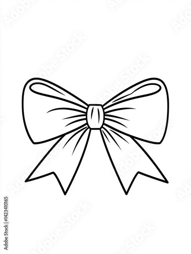Hand-Drawn Black and White Ribbon Bow Illustration for a color book