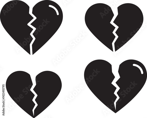 Hand Drawn Style Doodle Elements Collection, Black Love and Heart break Symbol hand drawn, speech, bubble, sketch, doodle, element, set