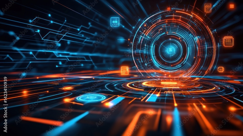 Fototapeta premium Futuristic tech sphere interface background
