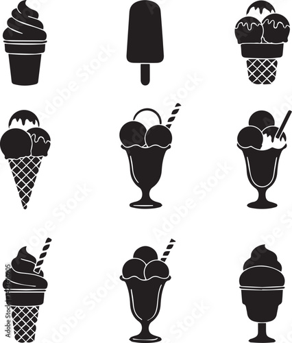 Ice Cream Silhouette Vector Collection