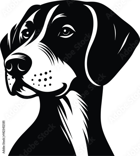American Foxhound Dog Head Silhouette Vector Illustration