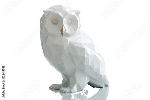 a geometric low-poly style owl rendered in glossy 