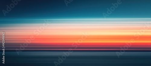 A vibrant, horizontal abstract of a sunset over the ocean, with motion blur.