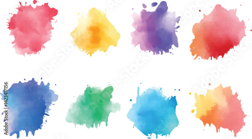 Set of watercolor paint brash watercolor on white background. 