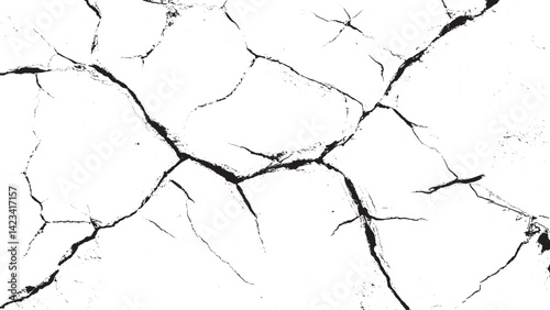 Surface cracks and fissures in ground. crack concrete white wall or Cement wall background